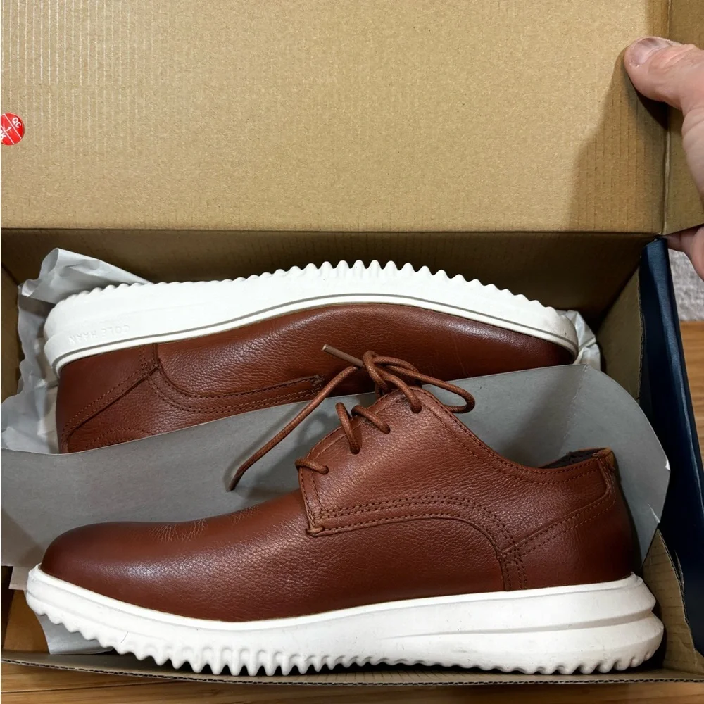 Cole Haan Grand+ Plain Toe Oxford British Tan Brown Dress Shoes C36935 Men's 8